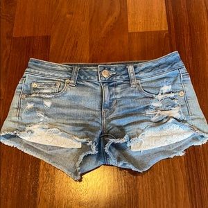 Low rise jean shorts